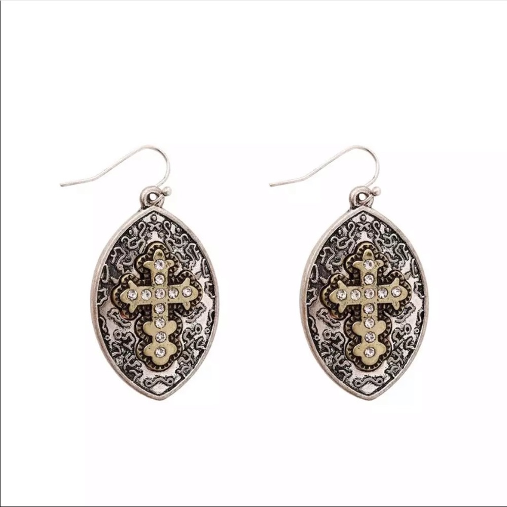 Cross Rhinestone Earrings - Picture 2 of 3
